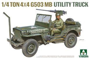1/35 Автомобіль Jeep Willys MB з фігуркою водія (Takom), збірна модель БЕЗ КОРОБКИ