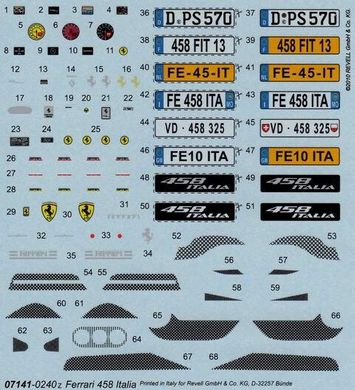 1/24 Автомобиль Ferrari 458 Italia + клей + краска + кисточка (Revell 67141)