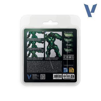 Набір фарб True Metallic Metal "Dusken Green Paint Set", 4 фарби по 18 мл, акрилові (Vallejo 77257)