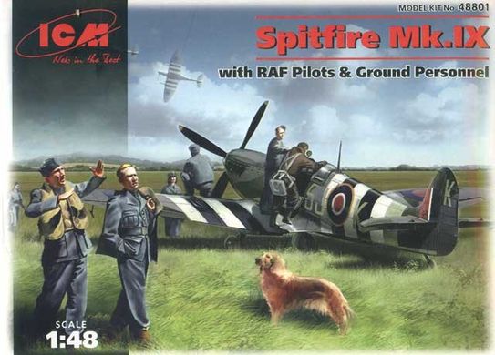 1/48 Spitfire Mk.IX з фігурками британських пілотів і техніків (ICM 48801), збірна модель