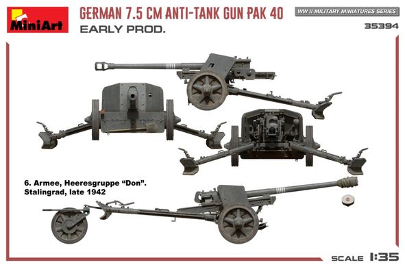 1/35 Pak-40 германская 75-мм противотанковая пушка (Miniart 35394), сборная модель