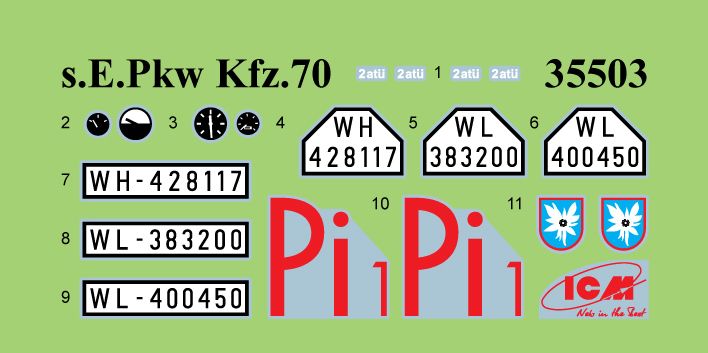 1/35 Німецький автомобіль Kfz.70 з кулеметом MG-34 (ICM 35502), збірна модель