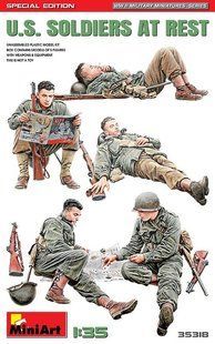 1/35 Американські солдати на відпочинку, 5 фігур, серія Special Edition із озброєнням та аксесуарами (Miniart 35318)