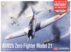 1/48 Винищувач Mitsubishi A6M2b Zero Model 21 "The Battle of Midway 80th Anniversary" (Academy 12352), збірна модель