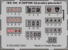1:48 Фототравление для P-39/P400 Airacobra таблички (placards)