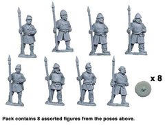 Темные века (Dark Ages) - Saxon Fyrd/Thegns with spears upright (8) - Crusader Miniatures NS-CM-DAS009
