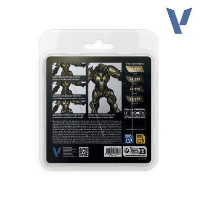 Набір фарб True Metallic Metal "Aged Metal Paint Set", 4 фарби по 18 мл, акрилові (Vallejo 77258)