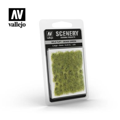 Пучки густой зеленой травы, высота 6 мм, лист 70х60 мм (Vallejo SC413 Wild tuft dense green)