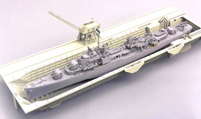 1/700 Эсминец USS DD-742 Frank Knox образца 1944 года в сухом доке Charlestown Navy Yard DRY 1 (Takom SP-7058), сборная моделі