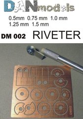 Прокатка для имитации клепки с шагом 0.5 мм, 0.75 мм, 1 мм, 1.25 мм, 1.5 мм (DANmodels DM 002 Riveter), ручка не входит в комплект