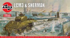 1/76 Десантное судно LCM Mk.III и танк M4 Sherman, серия Vintage Classics (Airfix A03301V), сборные модели