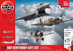 1/72 RAF Centenary Gift Set "Sopwith Camel 2F.1 + Supermarine Spitfire Mk.Ia + Eurofighter Typhoon F.Mk.2" (Airfix A050181) + клей + краски + кисти