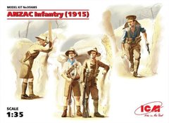 1/35 Піхота АНЗАК 1915 року (Австралійський та Новозеландський армійський корпуси), 4 фігури (ICM 35685), збірні пластикові