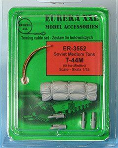 1/35 Буксировочный трос для танка Т-44М, 2 штуки + брезентовая скатка (Eureka ER-3552), металл + смола