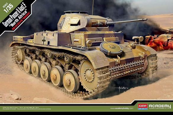 1/35 Pz.Kpfw.II Ausf.F германский танк, Северная Африка (Academy 13535), сборная модель