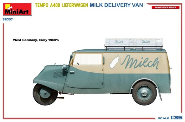 1/35 Tempo A400 Lieferwagen фургон доставки молока (Miniart 38057), збірна модель