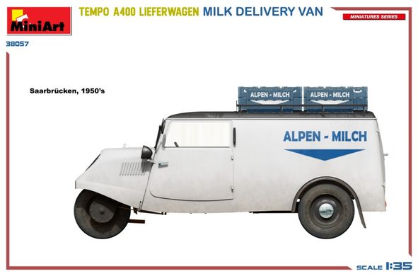 1/35 Tempo A400 Lieferwagen фургон доставки молока (Miniart 38057), сборная модель