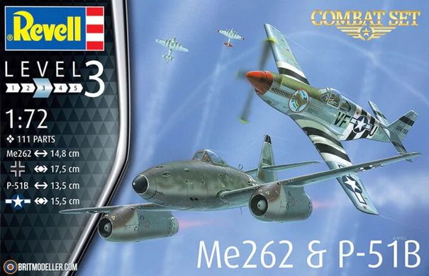 1/72 Літаки Messerschmitt Me-262 та P-51B Mustang, дві моделі (Revell 03711), збірні моделі
