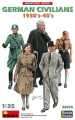 1/35 Німецькі цивільні люди 1930-40 років, в комплекті також смоляні голови, 5 фігур (Miniart 38075), збірні пластикові