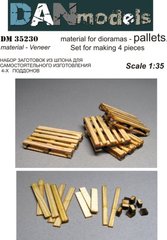 1/35 Піддони (палети), заготовки із шпона для 4 піддонів, дерев'яні (DANmodels DM35230)