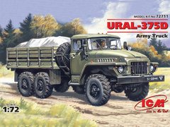 1/72 Урал-375Д армейский грузовой автомобиль (ICM 72711), сборная модель, без коробки, без декали