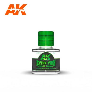 Клей супер текучий з запахом цитрусу, 40 мл, аналог Tamiya (AK Interactive AK12004 Extra Thin Citrus Cement)