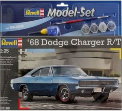 1/25 Автомобиль 1968 Dodge Charger R/T + клей + краски + кисточка (Revell 67188)