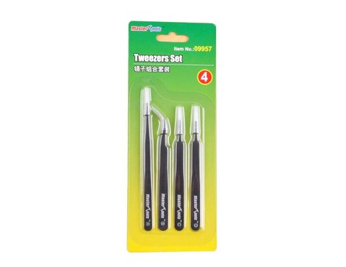 Комплект пінцетів, 4 штуки (Master Tools 09957) Tweezers Set, 4 pcs