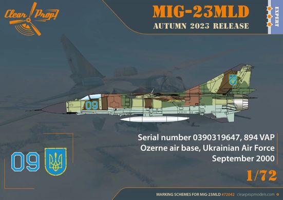 1/72 Истребитель МіГ-23МЛД Военно-воздушных Сил Украины, серия Expert Kit (Clear Prop CP72042), сборная модель