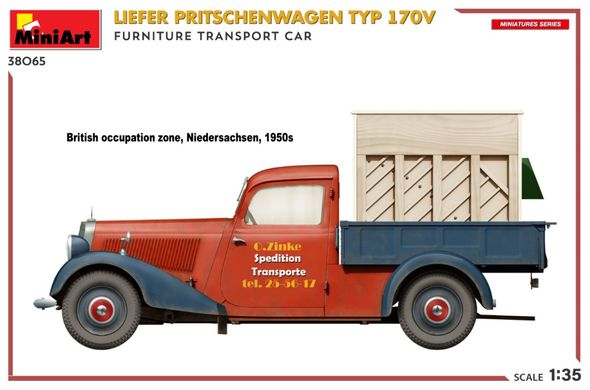 1/35 Liefer Pritschenwagen Typ 170V фургон перевезення меблів (Miniart 38065), збірна модель