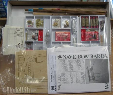 1/60 Бомбардирський кеч (Amati Modellismo 1423/01 Nave Bombarda), збірна дерев'яна модель