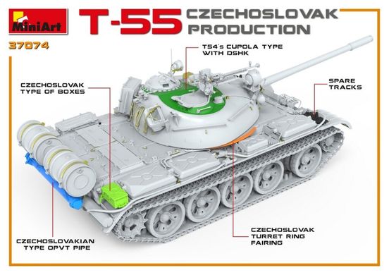 1/35 Танк Т-55 чехословацького складання (Miniart 37074), збірна модель