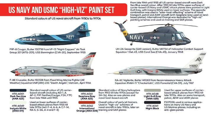 Набор красок US Navy and USMC „high-viz”, 6 шт (Red Line) Hataka AS-18