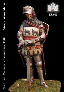 54mm Sir Hugh Calveley, Inghilterra 1390, колекційна мініатюра, збірна олов'яна (La Fortezza Milano ES-003)