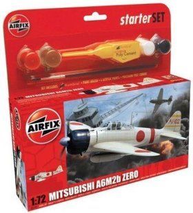 1/72 Mitsubishi Zero + клей + краска + кисточка (Airfix 55102) сборная модель