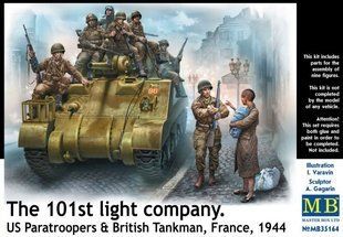 The 101st light company. US paratroopers and british tankman, France, 1944 (Master Box 35164) 9 фигур
