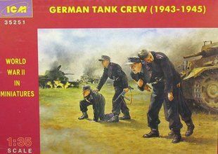 1/35 Германские танкисты 1943-45 годов, 4 фигуры (ICM 35251), сборные пластиковые