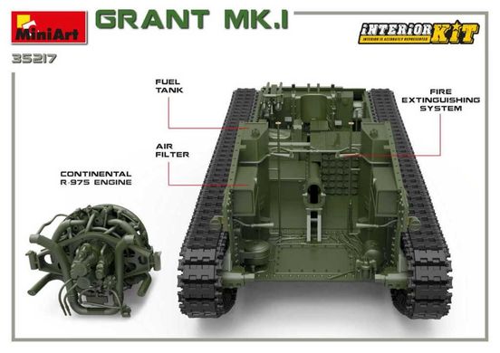 1/35 Grant Mk.I британский танк, модель с интерьером (MiniArt 35217), сборная модель