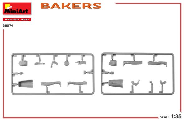 1/35 Пекари с лотком и продукцией (Miniart 38074 Bakers), сборные пластиковые