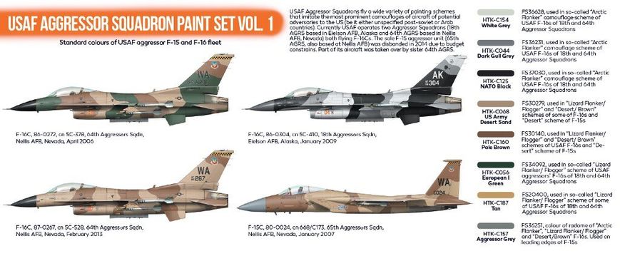 Набор красок USAF Aggressor Squadron, 8 штук (Orange Line) Hataka CS-29