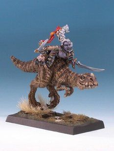 FreeBooTer Miniatures - Dark Elf Heroine on Lizard - FRBT-DUN 001
