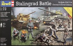 1/72 Stalingrad Battle: Танк Pz.Kpfw.III + Танк Т-34/85 + 93 фигуры German and Soviet Infantry + подставка (Revell 03189)