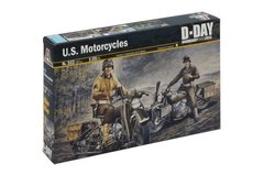 1/35 Американські мотоцикли Harley Davidson з фігурами, Друга світова, в комплекті дві моделі (Italeri 0322), збірні моделі