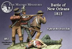 54mm The Battle of New Orleans, Fight at the Brick Kiln, 4 фигуры, сборные оловянные неокрашенные (Time Machine Miniatures)