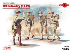 1/35 Американська піхота 1917 року, 4 фігури (ICM 35689), збірні пластикові