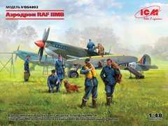 1/48 Діорама "Аеродром RAF WWII": 2 моделі (Spitfire Mk.IX і Mk.VII) + 7 фігур пілотів і техніків (ICM DS4802), збірні моделі