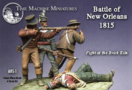 54mm The Battle of New Orleans, Fight at the Brick Kiln, 4 фигуры, сборные оловянные неокрашенные (Time Machine Miniatures)