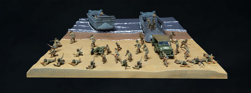 1/72 Діорама "D-Day Sea Assault" з десантними суднами, джипом, гарматою та фігурами, серія Gift Set з фарбами та клеєм (Airfix A50156A), збірна пластикова