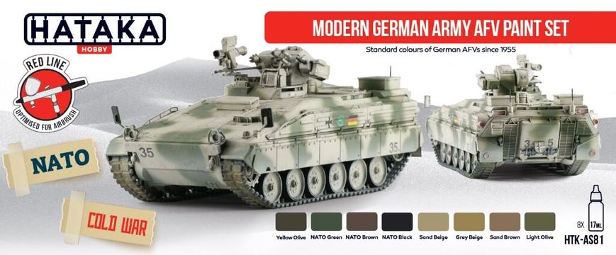 Набор красок Modern German Army AFV, 8 штук (Red Line) Hataka AS-81