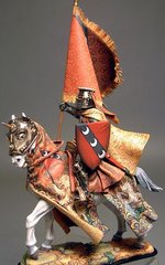 Рыцарь с флагом на холме конный, 54 мм